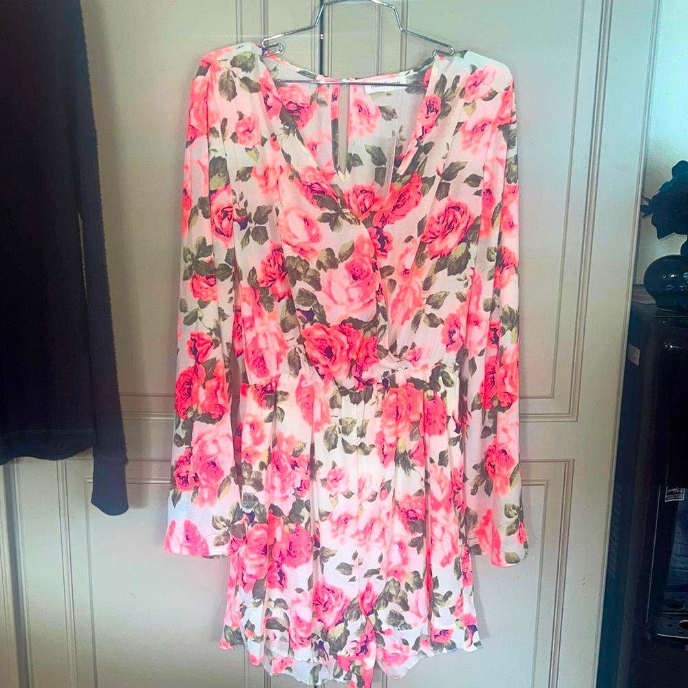 Cream and sugar neon pink coral romper larger